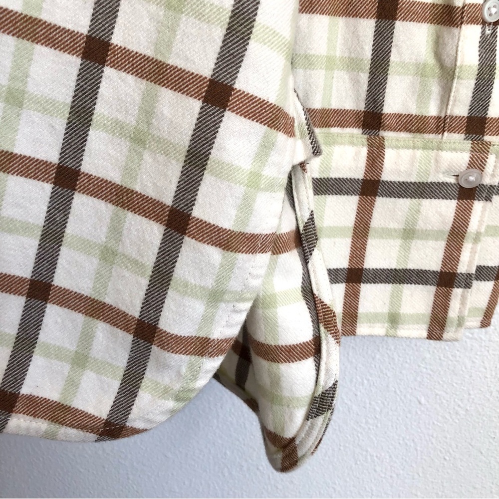 NWT Everlane The Boxy Flannel Green Brown Plaid Button Up Shirt Top Size Medium - Picture 7 of 13